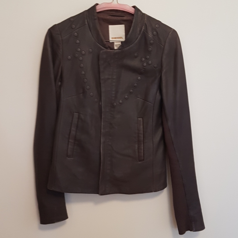 Grey Diesel Lamb Leather Jacket